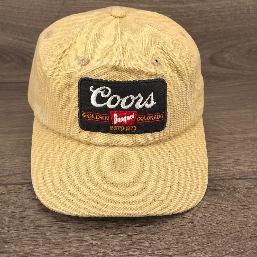 Coors Banquet Hat Cap Mens Snap Back Yellow Golden Colorado Limited Beer